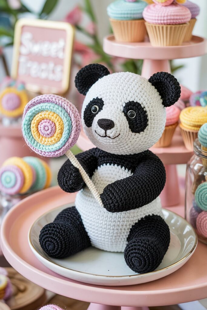 Panda with Lollipop Display Figure