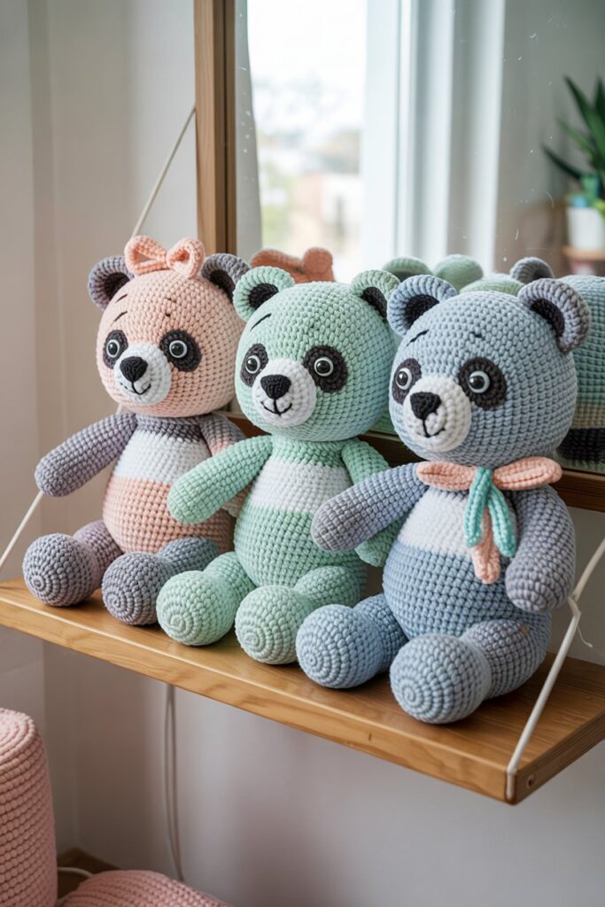 Pastel Rainbow Panda Trio