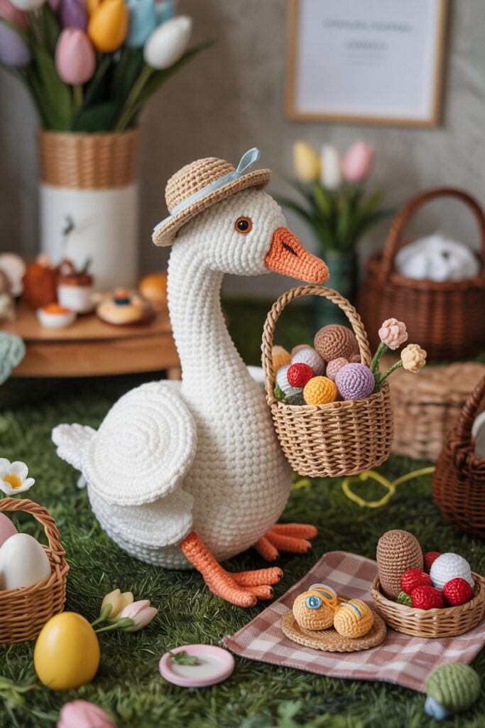 Picnic Goose with a Basket