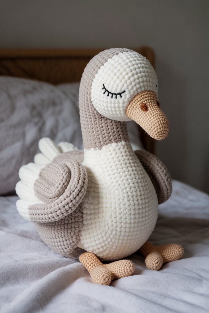 Sleepy Crochet Goose Plush