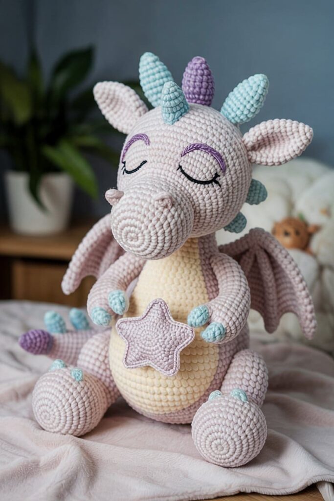 Sleepytime Crochet Dragon Plush
