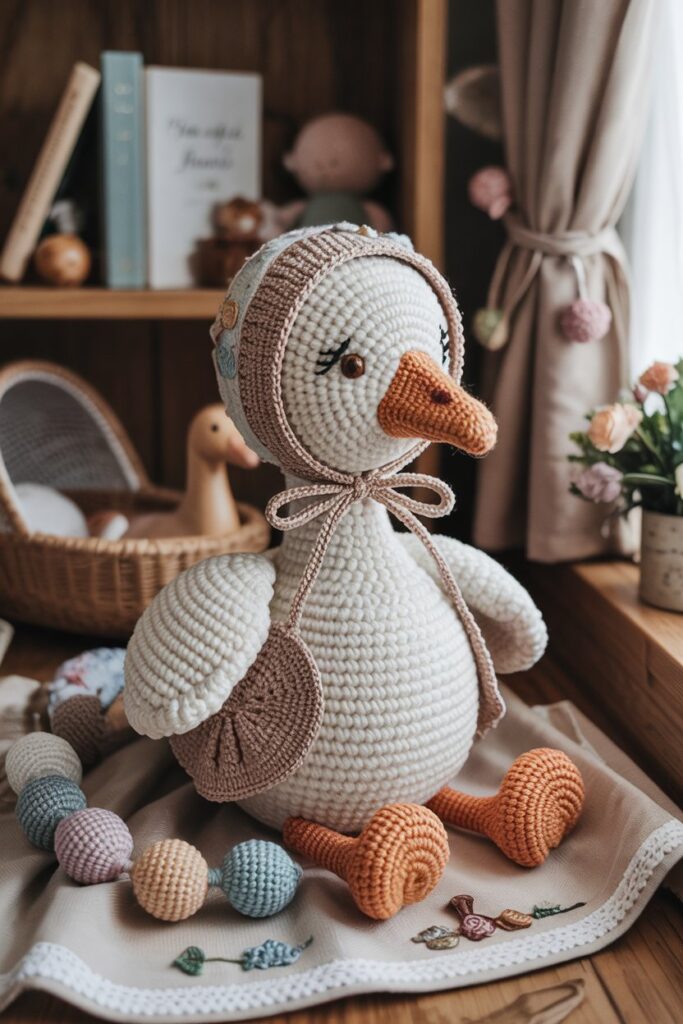Storybook-Inspired Crochet Goose