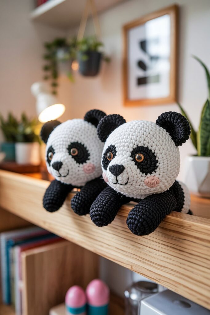 Tiny Panda Peekers for Display Ledges